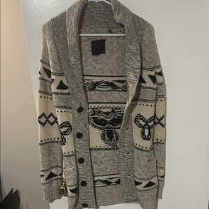 TNA Cream and Grey Knit Cardigan